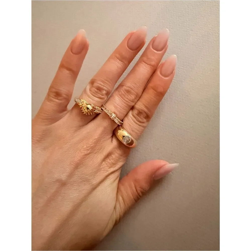 Gold Hand Clasp Stack Ring Set A2026